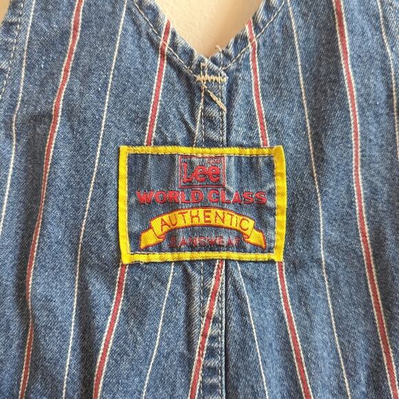 Vtg 90s Lee Jeans Overalls Boys Sz 24m Denim Red Stripe Classic - Picture 5 of 6